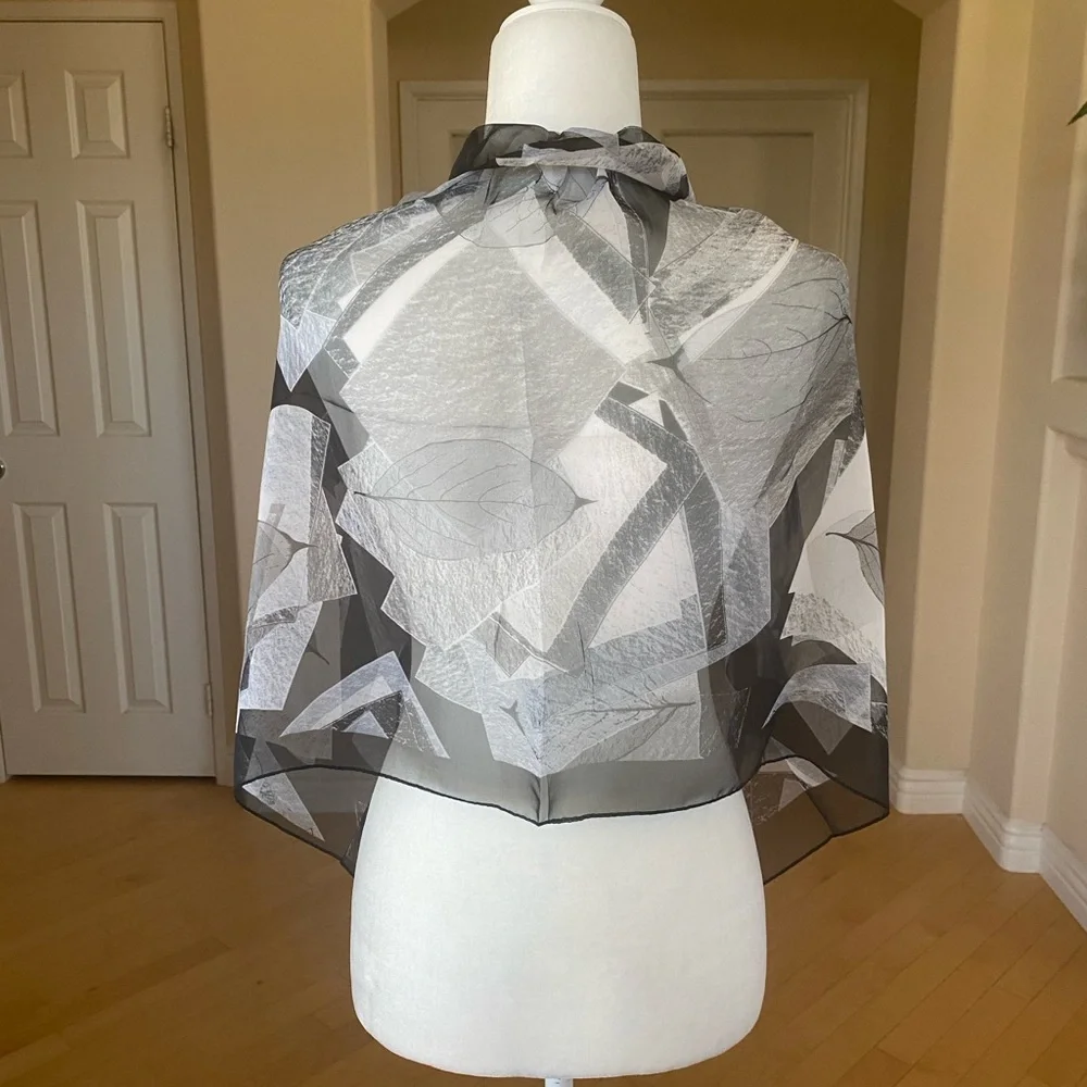 Chic Black, White and Gray Sheer Scarf Wrap Sarong